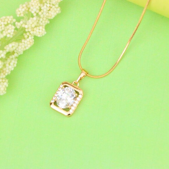 "Elegant Rose Gold Pendant with Oval CZ Center and Accent Stones, XPPT1443 - Picture 10 of 13